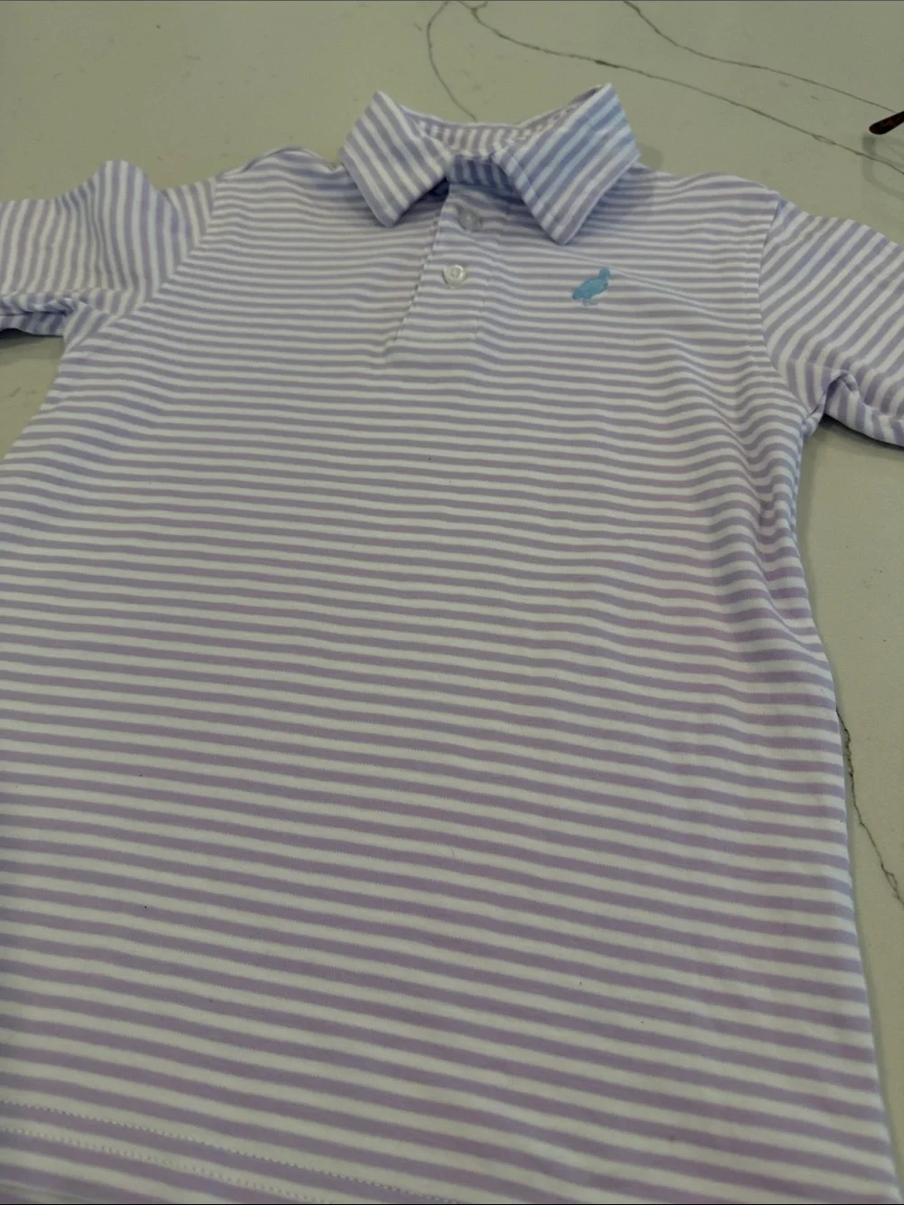The Beaufort Bonnet Company Lavender & White Striped Polo for Kids